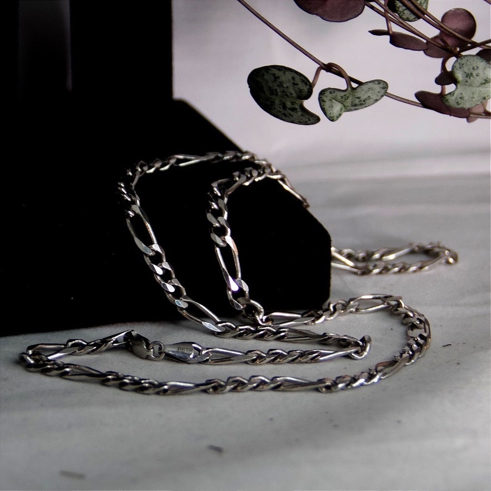 HEAVY‎ 29 gram Banter Sterling Silver Figaro Chain Necklace 24" 5mm Italy 925